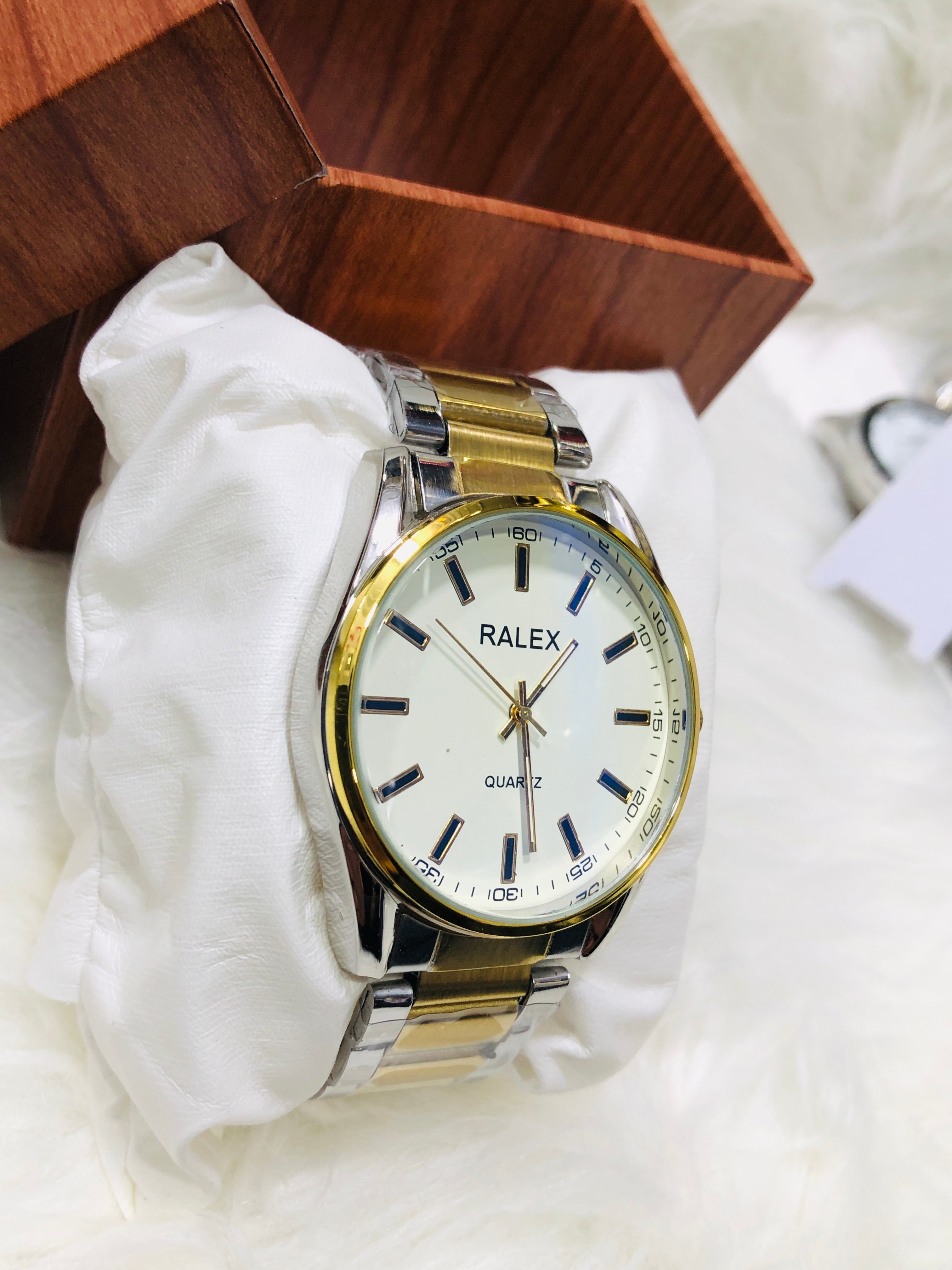 Ralex Prestige Chronograph Series - Article #986 - Two Tone - White Dial