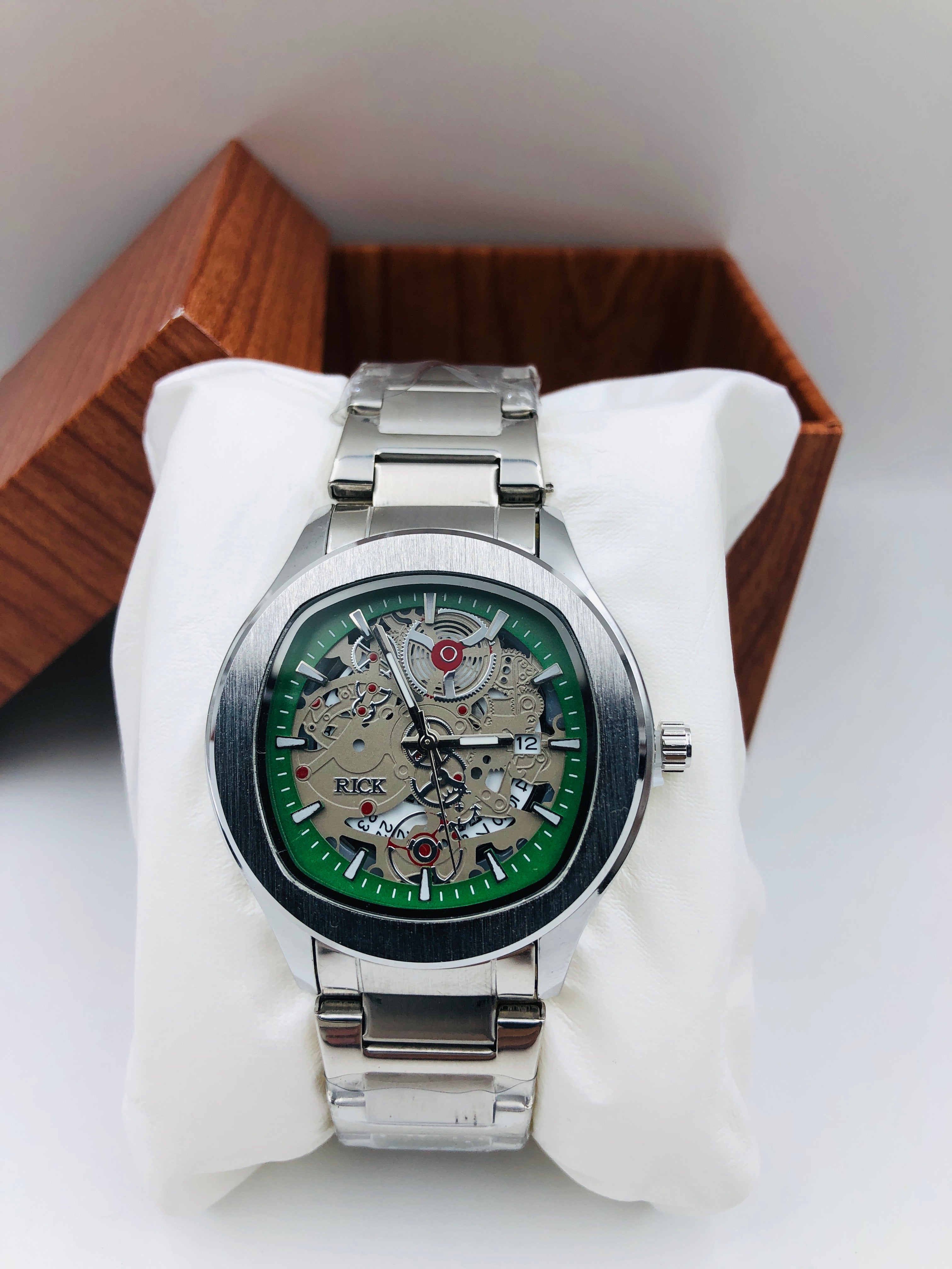 Rick Quartz Watch - Article # 965 - Silver - Green Dial