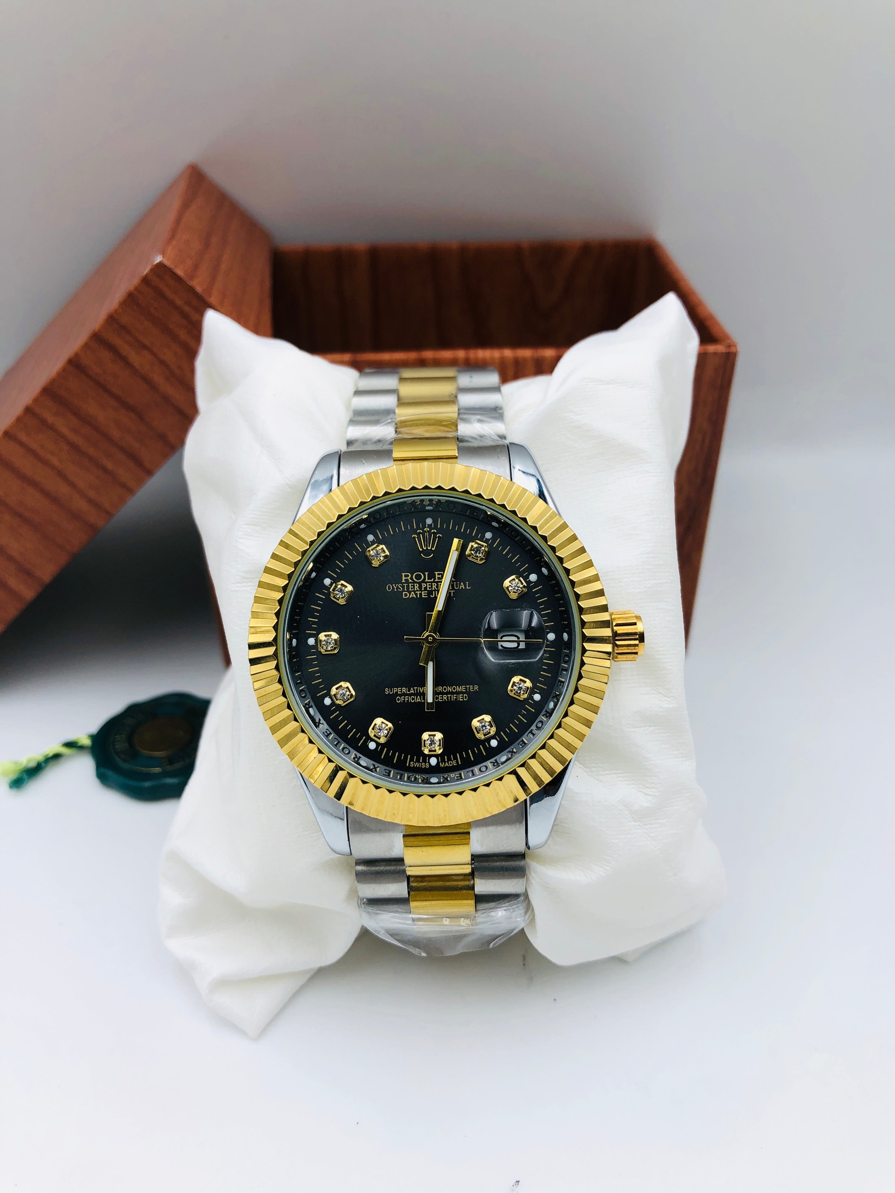 Rolex Diamond - Article #212 - Two Tone - Black Dial